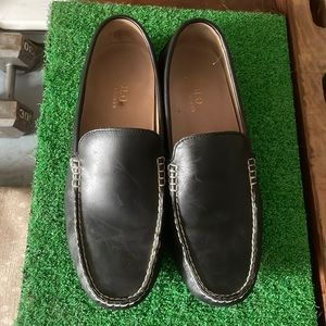 Men’s black leather polo loafers